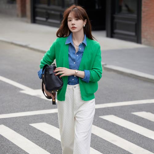 【V领开衫】2023秋季新品简约多巴胺色柔软百搭V领开衫线衫