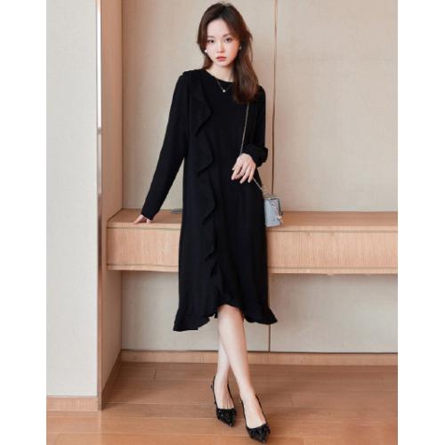 【波浪边】春秋季款法式浪漫风精致套头长袖线衫连衣裙