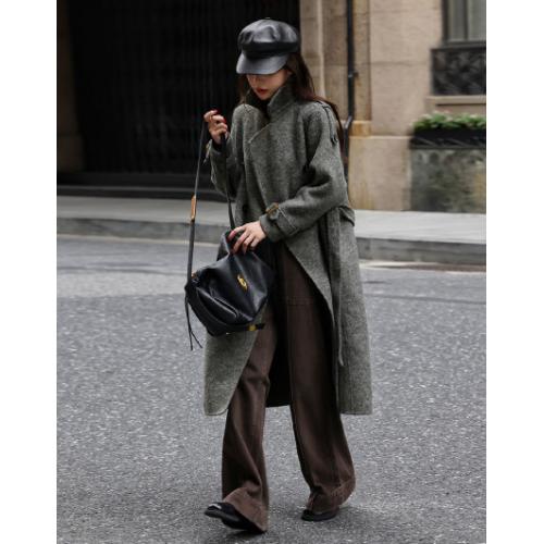 【韩系气质】2023冬季新款韩系气质风衣款大翻领毛呢大衣