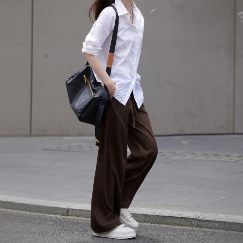 【阔腿】2023秋季新品抽绳高腰垂感阔腿西裤休闲裤女