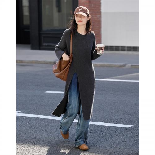 德玛纳红色针织连衣裙女冬季新款时尚风宽松显瘦休闲中长裙子