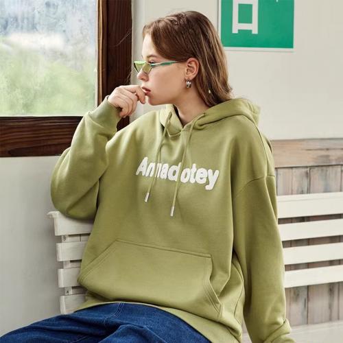 2023秋冬新款女连帽卫衣字母印花设计感宽松上衣学院风百搭