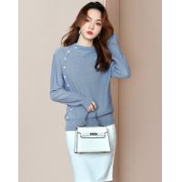 【轻奢亮片】春秋季款经典优雅风侧边纽扣点缀套头针织衫