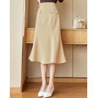 【纯色鱼尾】春秋季款气质通勤袋盖装饰鱼尾半身裙