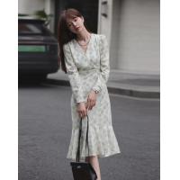 【印花】2023年秋新品法式浪漫小清新印花收腰显瘦长袖连衣裙