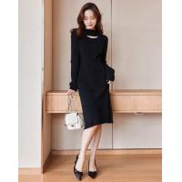【镂空性感】春秋季款时尚纯色长袖线衫长袖连衣裙