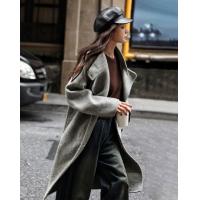 【韩系气质】2023冬季新韩系气质立领款不对称分割线毛呢大衣