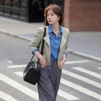 2023秋季新品韩系气质方领简约休闲小西装外套女