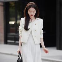 【肌理感面料】2023秋季新品气质斜门襟肌理感小香风外套女