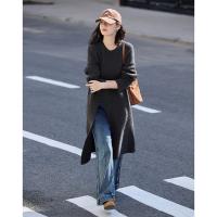 德玛纳红色针织连衣裙女冬季新款时尚风宽松显瘦休闲中长裙子