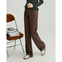 德玛纳巧克力色牛仔裤女冬季高腰垂感直筒阔腿裤宽松显高显瘦