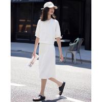 德玛纳白色休闲风圆领套装女春季新款潮流卫衣卫裙宽松两件套