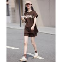 德玛纳短袖T恤女套装夏季新款休闲风透气短裤宽松潮流两件套