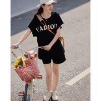 德玛纳短袖T恤女套装夏季新款休闲风透气短裤宽松潮流两件套