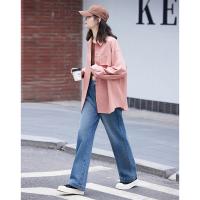 德玛纳polo领外套女长袖气质秋季新款洋气小个子衬衫百搭上衣