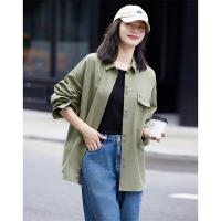 德玛纳polo领外套女长袖气质秋季新款洋气小个子衬衫百搭上衣