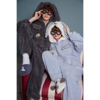 yso史努比冬季情侣睡衣女珊瑚绒卡通连体睡衣男可外穿家居服D