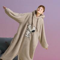 yso史努比冬季轻软款睡衣女珊瑚绒轻软连体睡衣可外出家居服D