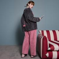 yso冬季睡衣女轻软款珊瑚绒甜美猫耳朵蝴蝶结套装可外穿家居服D