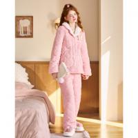 GUKOO/果壳女夹棉保暖睡衣套装冬