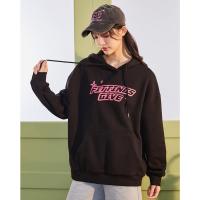 2023秋冬新款女针织前胸文字连帽卫衣减龄学院风时髦韩版潮流