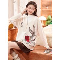 2023秋冬新款女乐一通兔八哥开衫毛衣百搭时髦别致温柔潮流