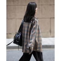 德玛纳女式格纹衬衫长袖高级休闲时尚冬季衬衣