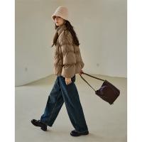 德玛纳姜黄色鸭绒短款羽绒服女冬季保暖时尚显瘦潮流上衣外套