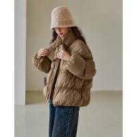 德玛纳姜黄色鸭绒短款羽绒服女冬季保暖时尚显瘦潮流上衣外套