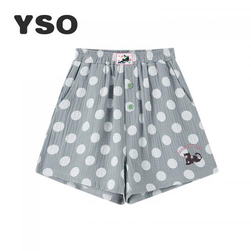 yso【酷猫系列】夏季睡裤波点卡通印花睡衣短裤舒适简约家居服B