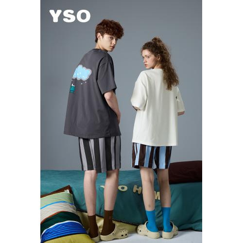 yso【史努比系列】情侣睡衣女夏季短袖睡衣纯棉可外穿家居服套装