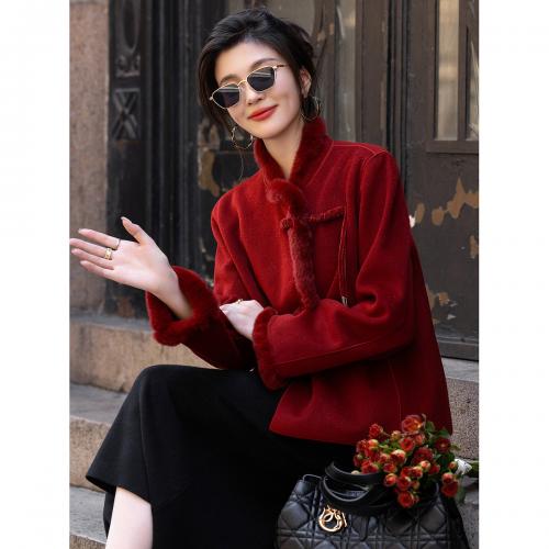 【桃里桃气】24冬国风新中式温柔獭兔毛盘扣气质好搭外套女短款