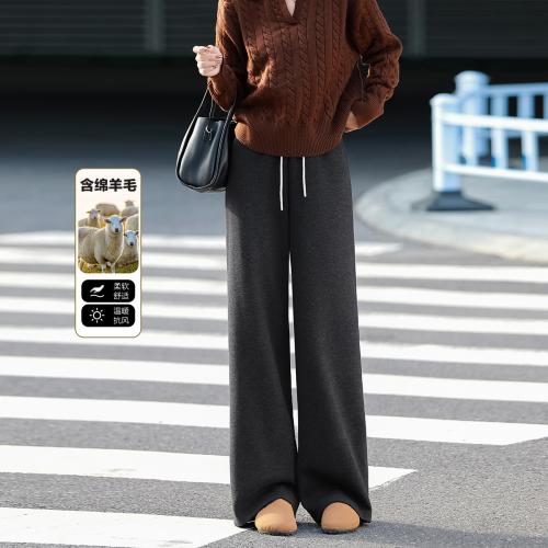 【年轻版遛弯裤】24冬城市漫游简约风松紧腰抽绳撞色女式休闲裤