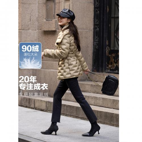 【黑珍珠版小蛮腰】冬季轻量高保暖90鸭绒橡筋腰带短款女羽绒服
