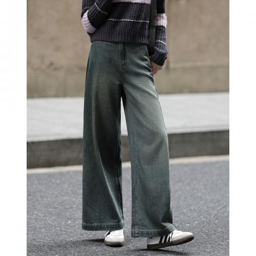 【复古蓝牛仔裤】2024冬款时髦水洗设计感双扣休闲牛仔裤女