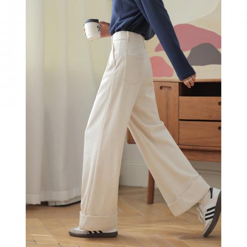 【个性裤脚翻边】2024气质压褶双裤袢设计感舒适休闲休闲裤女