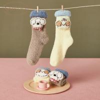 Gukoo/果壳中筒袜女冬季miiiiichan联名新款毛绒保暖可爱女士袜子