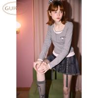 Gukoo/果壳打底衫带胸垫女春秋款hellokitty联名2024新款女套装