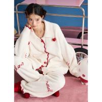 yso【礼物系列】半边绒睡衣女冬季新款松弛感加绒厚可外穿家居服D