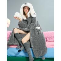 yso【礼物系列】睡袍女秋冬珊瑚绒可爱兔子睡袍长款高级感睡衣冬D