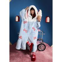 yso【礼物系列】睡裙女秋冬加绒甜美蝴蝶结珊瑚绒长款睡衣冬季女D