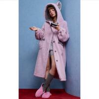 yso【酷猫系列】睡袍女秋冬珊瑚绒加绒睡衣可爱猫咪法兰绒家居服D