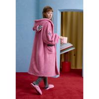 yso【酷猫系列】睡袍女秋冬珊瑚绒加绒睡衣可爱猫咪法兰绒家居服D