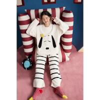 yso【史努比系列】睡衣女秋冬轻软半边绒卡通休闲加绒女家居服D