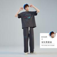 yso【酷猫系列】夏季情侣睡衣女可爱纯棉短袖可外穿男家居服套装