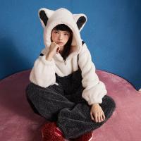 yso【酷猫系列】连体睡衣女秋冬加厚珊瑚绒中性长款可爱情侣睡衣D