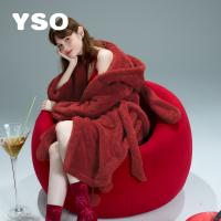 yso【礼物系列】珊瑚绒睡袍女睡衣冬新年红过色年圣诞浴袍家居服D