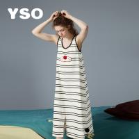 yso【酷猫系列】夏季连体女可爱猫鼻子条纹睡衣家居服可外穿B