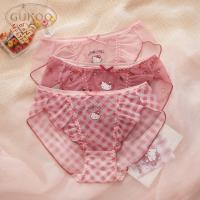 果壳网纱内裤女[HelloKitty联名]性感透气抗菌纯棉裆3条装三角裤