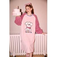 【Gukoo果壳】秋冬双面北极绒保暖柔软牛奶绒宽松女式家居服睡裙